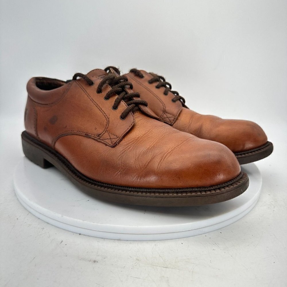 Frye Mathew Men Size 9.5 M Derby Plain Toe Dress Shoes Brown Leather 84875 - Picture 4 of 13